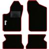 QUEMAR Tappetini Auto compatibili con Fiat 600 anno 1998-2010 / Kit Tappeti in Moquette e Gomma su Misura (Set 2 Anteriori + 2 Posteriori) / Ricami e Colori Personalizzati (1 Ricamo, Bordo Rosso)