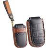 ontto Custodia per chiave auto, in pelle, per portachiavi, adatta per Jeep Renegade Compass Grand Cherokee per Chrysler 300C Wrangler Dodge per Fiat 5 tasti, colore nero