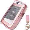 NEUHOO Accessori per auto per Skoda Fabia 4 2021-2024 2025 Custodia portachiavi e portachiavi, custodia per chiavi in silicone (rosa)