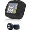 Riloer TPMS - Sistema di monitoraggio della pressione degli pneumatici per motociclette con 2 sensori esterni, display LCD wireless, ricarica USB, adatto per moto e mountain bike