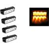 J/J 4PCS 4 LED Luci LED Lampeggiante LED Luce Stroboscopica Luce Ambra con Modalità Flash Lampada Strobe Emergenza 12V /24 V Universale per Veicolo Rimorchio Caravan Camion Trattore