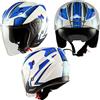 A-Pro Casco Moto Jet Scooter Visiera Doppia Certificato ECE 22-06 Bianco Blu M