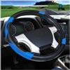 bcumst Coprivolante Per 36 38 40 42 45 47 50 CM Coprivolante Per Auto Bus Camion Fuori Diametri Blu Rosso In Pelle Microfibra Volante Avvolgente(Blue 40CM)