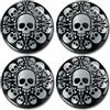 SkinoEu 4 x 50mm Adesivi Resinati 3D Gel Stickers Auto Coprimozzo Universale Logo Silicone Autoadesivo Stemma Adesivo Copricerchi Tappi Ruote Teschio A 9850