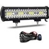 Willpower Barra LED 30cm 12 Pollici 300W Fari LED 12V 24V Combo Fascio Spot e Inondazione Faretti LED Faro da Lavoro LED Barra Luci LED per Fuoristrada Auto Trattore Camion 4x4 Barca ATV con Cablaggio