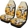 Coloranimal - Set di 2 coprisedili per auto con stampa mucca 3D, coprisedili anteriori, decorazione per sedile a secchiello con stampa di girasole e farfalla, compatibili con tutte le auto
