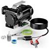 Wiltec Pompa travaso carburante 12 V 180 W, Pompa travaso gasolio/benzina, 40 l/min, 4200 giri/min