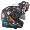 BHR Casco Moto Modulare BHR 836 FLIP-UP, Casco Moto Apribile Omologato ECE 22.06 Con Schermo Parasole, Doppia Visiera Antigraffio e Sgancio Micrometrico, Utilizzo Touring e Cittadino, Zombie Black M