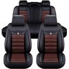 ZARUXCHA Coprisedili Auto Pelle, per FIAT Panda e Hybrid 2000-2024 2025, Coprisedili Universali Similpelle, Set completo Copri-sedile Impermeabile Coprisedile Anteriori Posteriori Copri(D(Black Coffee))
