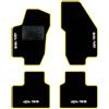 QUEMAR Tappetini Auto per Alfa Romeo 156, Bordo Giallo, 4 Ricami | 1997-2007 / Kit Tappeti Moquette e Gomma su Misura / Set 2 Anteriori + 2 Posteriori / Ricami e Colori Personalizzati