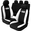 Susy Shop Coprisedili auto compatibili per Grande Punto, 3 e 5 porte, Made in Italy, set copri sedili per anteriori e posteriori, personalizzata con logo ricamato (Versione 3 Porte, Nero/Bianco)