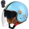 XYLGJYT Casco da moto jet con doppia visiera, casco jet retrò, mezzo casco omologato ECE/DOT, lente lunga, for uomo e donna, scooter, cruiser, scooter(Light blue,L(58~59cm))