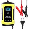 Aumotop Caricabatterie per Auto Completamente Automatico 12V6A Caricabatterie Intelligenti Caricabatterie per Riparazione impulsi Caricabatterie al Piombo Acido a Umido con Display Digitale LCD