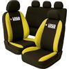 Susy Shop Coprisedili auto compatibili per Grande Punto, 3 e 5 porte, Made in Italy, set copri sedili per anteriori e posteriori, personalizzata con logo ricamato (Versione 5 Porte, Nero/Giallo)
