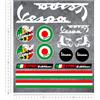 worldcustomchopper 1 Kit 16 pezzi foglio 30 cm x 27 cm Adesivi Stickers per Casco Moto Auto Worldcustom compatibili con Vespa (Con alcuni pezzi in Nero)