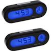 PartyKindom 2pezzi Termometro Digitale per Auto con Orologio Elettronico Display Luminosa Strumento di Precisione per Misurazione Temperatura e Adatto per Cruscotti di Veicoli e Ambienti