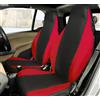 Rebeca Shop® Coprisedili Anteriori compatibili per Smart fortwo, prima, seconda e terza serie, W450 W451 W453, Set di 2 foderine (Nero/Rosso, Senza Logo)