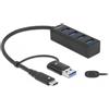 DeLOCK 63828 hub di interfaccia USB 3.2 Gen 1 (3.1 Gen 1) Type-A + Type-C 5000 Mbit/s Nero