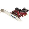StarTech.com Scheda Espansione PCI Express USB 3.0 a 4 porte - 2 interne, 2 esterne - Adattatore PCIe alimentato SATA