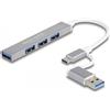 DeLOCK 64214 hub di interfaccia USB 3.2 Gen 1 (3.1 Gen 1) Type-A + Type-C 5000 Mbit/s Argento