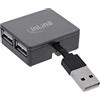 InLine Hub USB 2.0 a 4 porte, da USB-A maschio a 4x USB-A femmina, cavo 4cm
