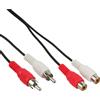 InLine Cavo Audio 2x RCA maschio / femmina, 5m, prolunga