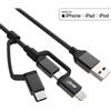 InLine Cavo USB Lightning per iPad, iPhone, iPod, argento, tessuto, 1m