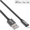 InLine Cavo USB Lightning per iPad, iPhone, iPod, nero, tessuto, 1m