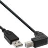 InLine Cavo USB 2.0 A maschio / B maschio, nero, Angolato v/ Basso, 0,3m