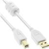 InLine Cavo USB 2.0 A maschio / B maschio, bianco, Ferrite, dorato, 3m