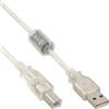InLine Cavo USB 2.0 A maschio / B maschio, Ferrite, trasparente, 0,3m