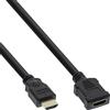 InLine Cavo HDMI-High Speed, Prolunga, 2m, 3D, dorato, nero, M-F