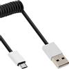 InLine Cavo USB 2.0 Micro, allum., spirale, nero, A-B M, 2,4A@1m 1,5A@3m, 3m