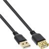 InLine Cavo USB 2.0 A maschio / A femmina, Piatto, prolunga, dorato, nero, 1m