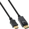 InLine Cavo DisplayPort M a HDMI M, 0,3m, Audio, HDTV, FullHD, DP1.1, dorato