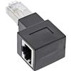 InLine Cavo patch adattatore Cat.6A, spina / presa RJ45, angolata di 90° destra