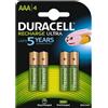 Duracell StayCharged AAA (4pcs) Batteria ricaricabile Mini Stilo AAA Nichel-Metallo Idruro (NiMH)