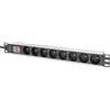 Digitus Socket strip with aluminum profile and switch, 8-way CEE 7/5, 2 m cable safety plug with grounding contact