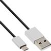 InLine Cavo USB 2.0 Micro, A M/B M, alluminio, nero, 2,4A@1m 1,5A@5m, 2m