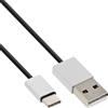 InLine Cavo USB 2.0 C M/A M, alluminio, flessibile, nero,2,4A@1m, 1,5A@5m, 1,5m