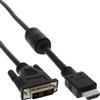 InLine Cavo HDMI a DVI 18+1, ferrite, 3m, nero, M-M