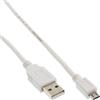 InLine Cavo USB 2.0 Micro, A maschio / Micro B maschio, bianco, 2m