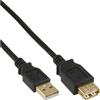 InLine Cavo USB 2.0 A maschio / A femmina, prolunga, dorato, nero, 1,5m