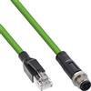 InLine Cavo di rete industriale, M12 a 4 pin con codice D a RJ45, PUR 1m