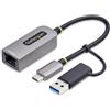 StarTech.com Adattatore Ethernet USB C, Convertitore di Rete/NIC NBASE-T 2.5/1GbE da USB Type-C 3.0 a RJ45 con Adattatore USB-A