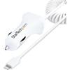 StarTech.com Caricatore da auto a due porte USB con cavo Lightning a spirale integrato da 1m Adattatore accendisigari USB per