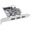 InLine Scheda USB 3.0 PCIe, porte 3+1, conn. SATA, incl. staffa low profile