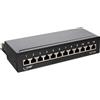 InLine Patch Panel Cat.6A, 12-porte, per guida DIN in server rack, nero