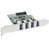 InLine Host-Controller USB 3.0 PCIe, 4x porte est., aliment. 4pin, Renesas Chip