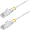 StarTech.com Cavo Ethernet CAT6 Bianco da 50cm Patch UTP con Plug RJ45 Antigroviglio e Rilievi di Trazione, Cavo Lan Slim in